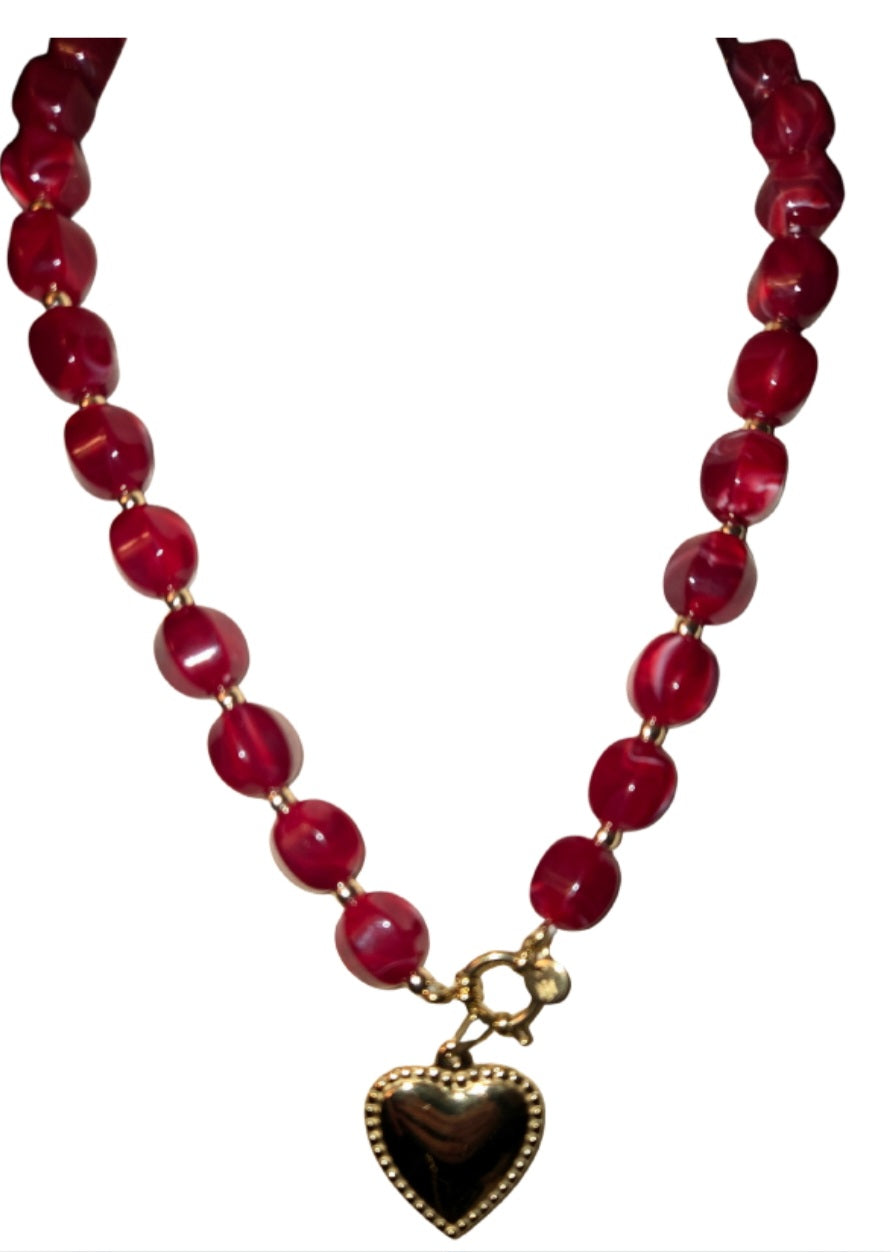 bead ketting  met hart bedel