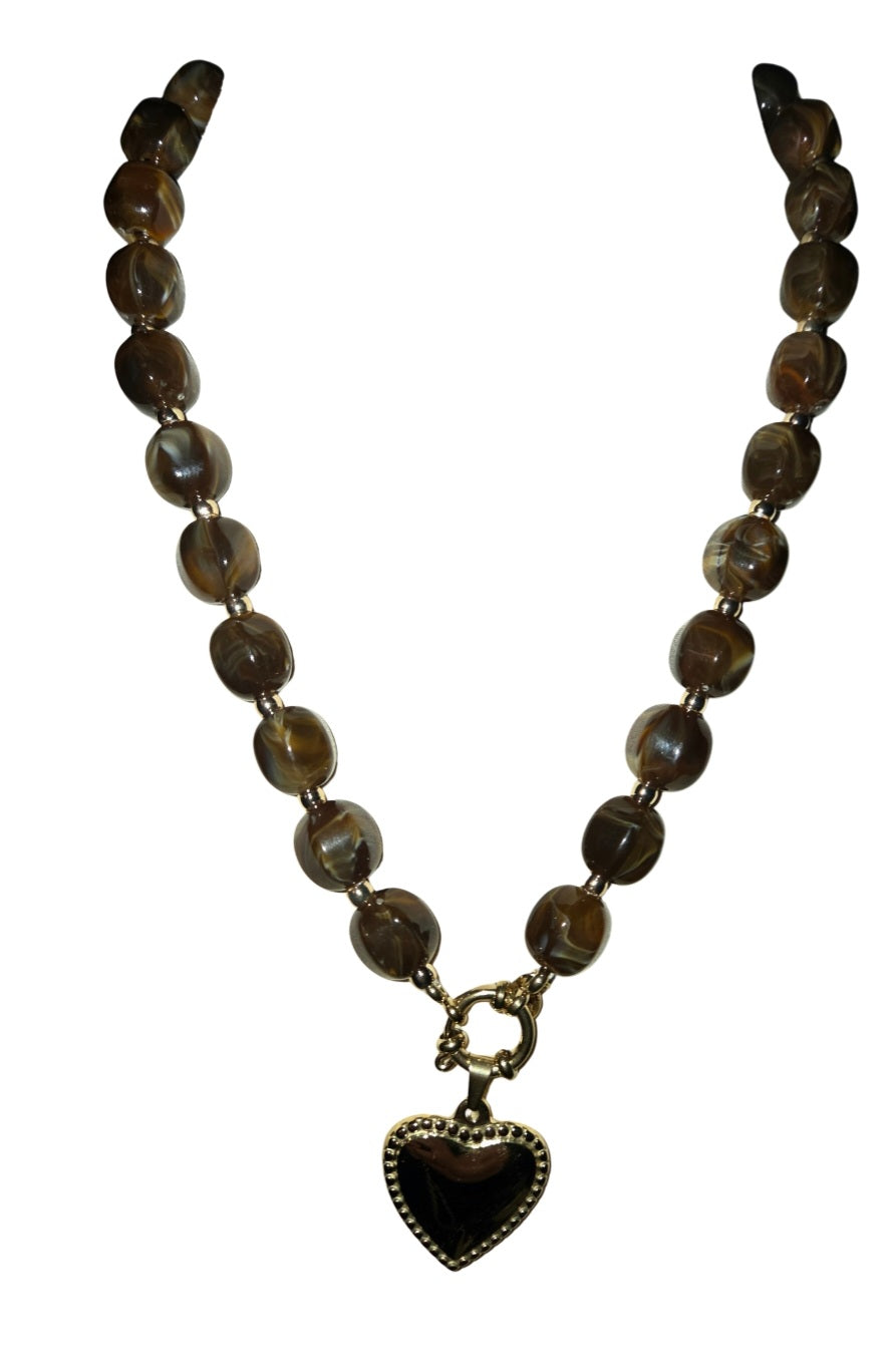 bead ketting  met hart bedel