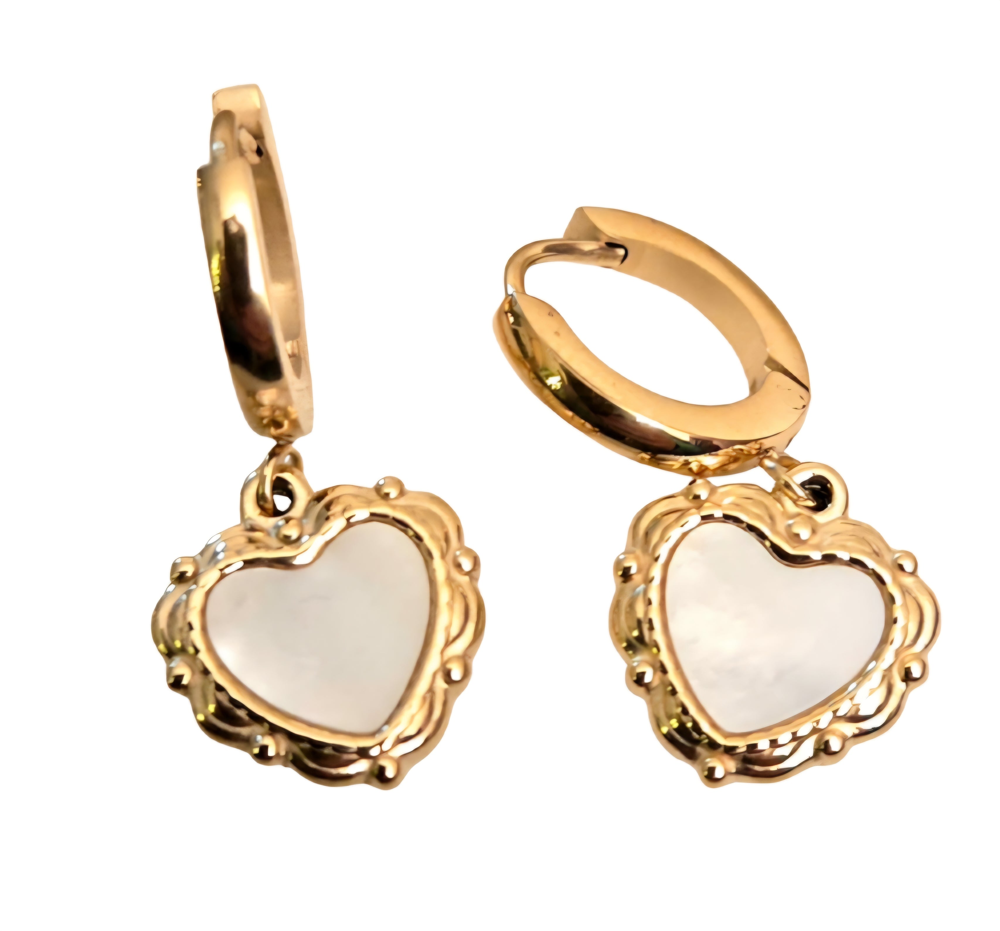 Oorbel hart parelmoer Stainlesssteel