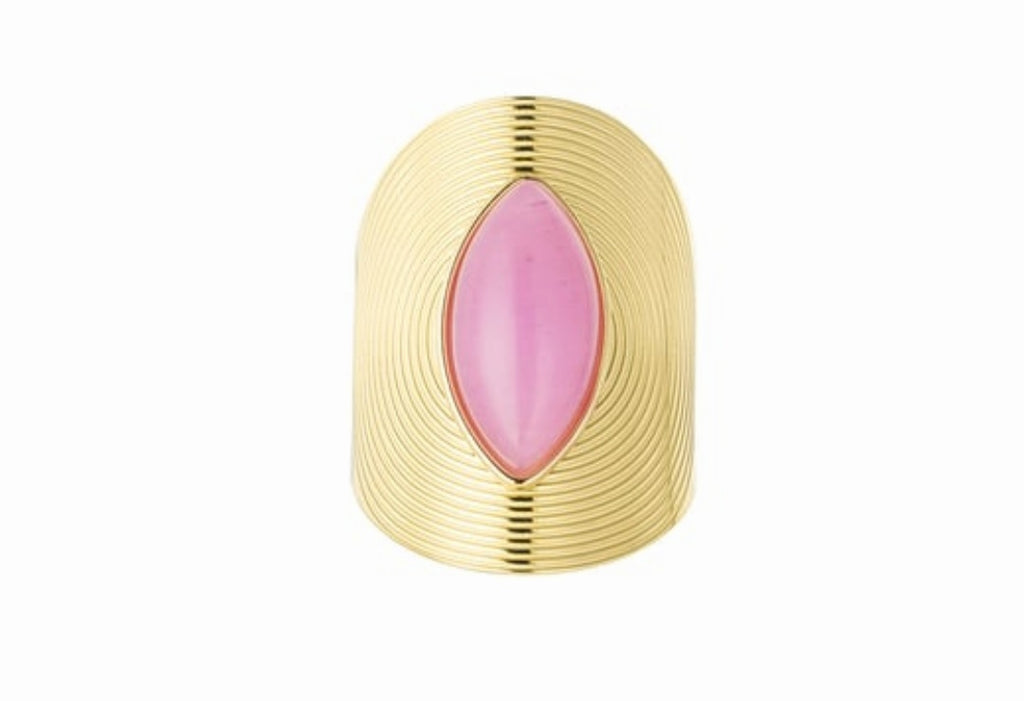 Boho ring met roze steen  statement