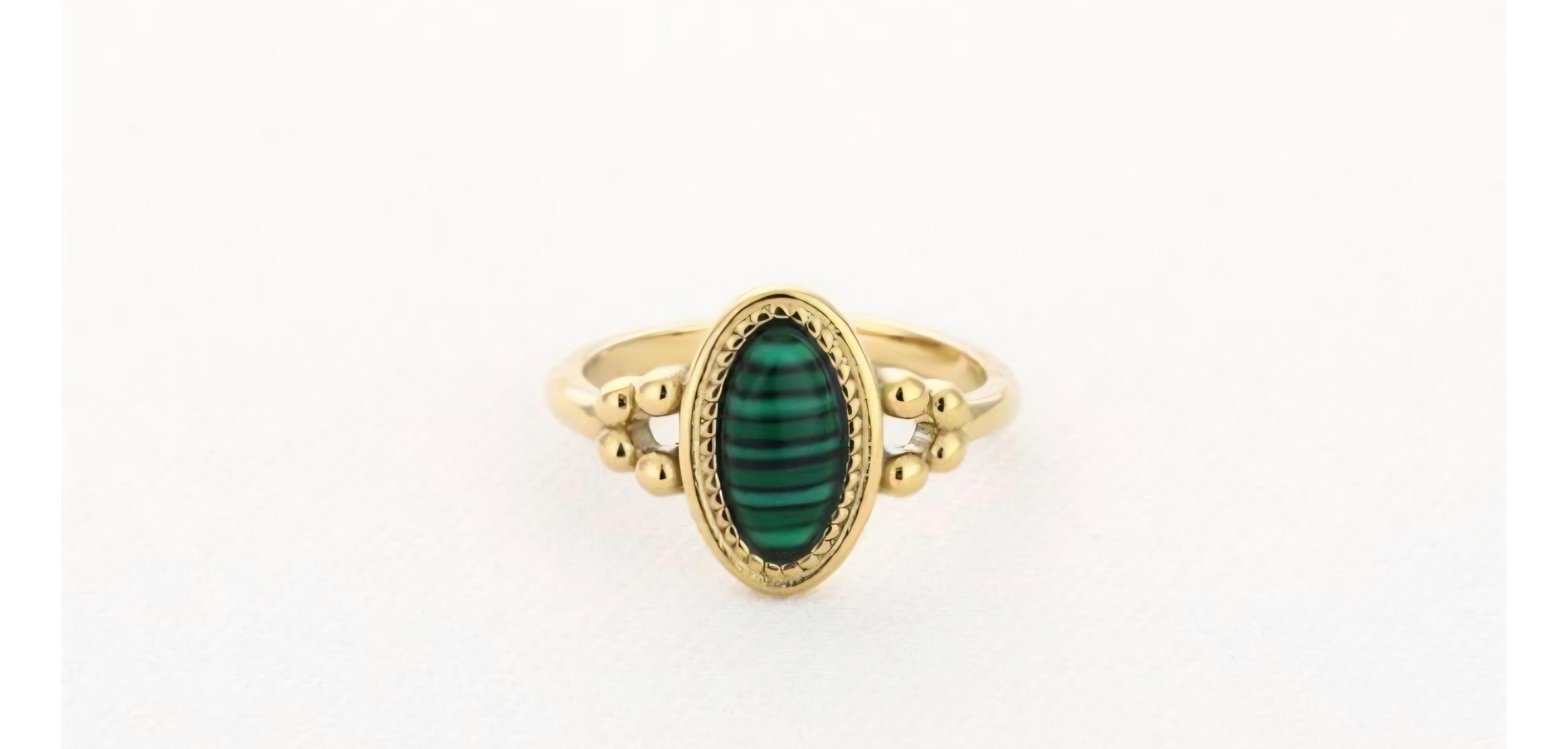 Ring MALACHITE-natuursteen-Stainlesssteel