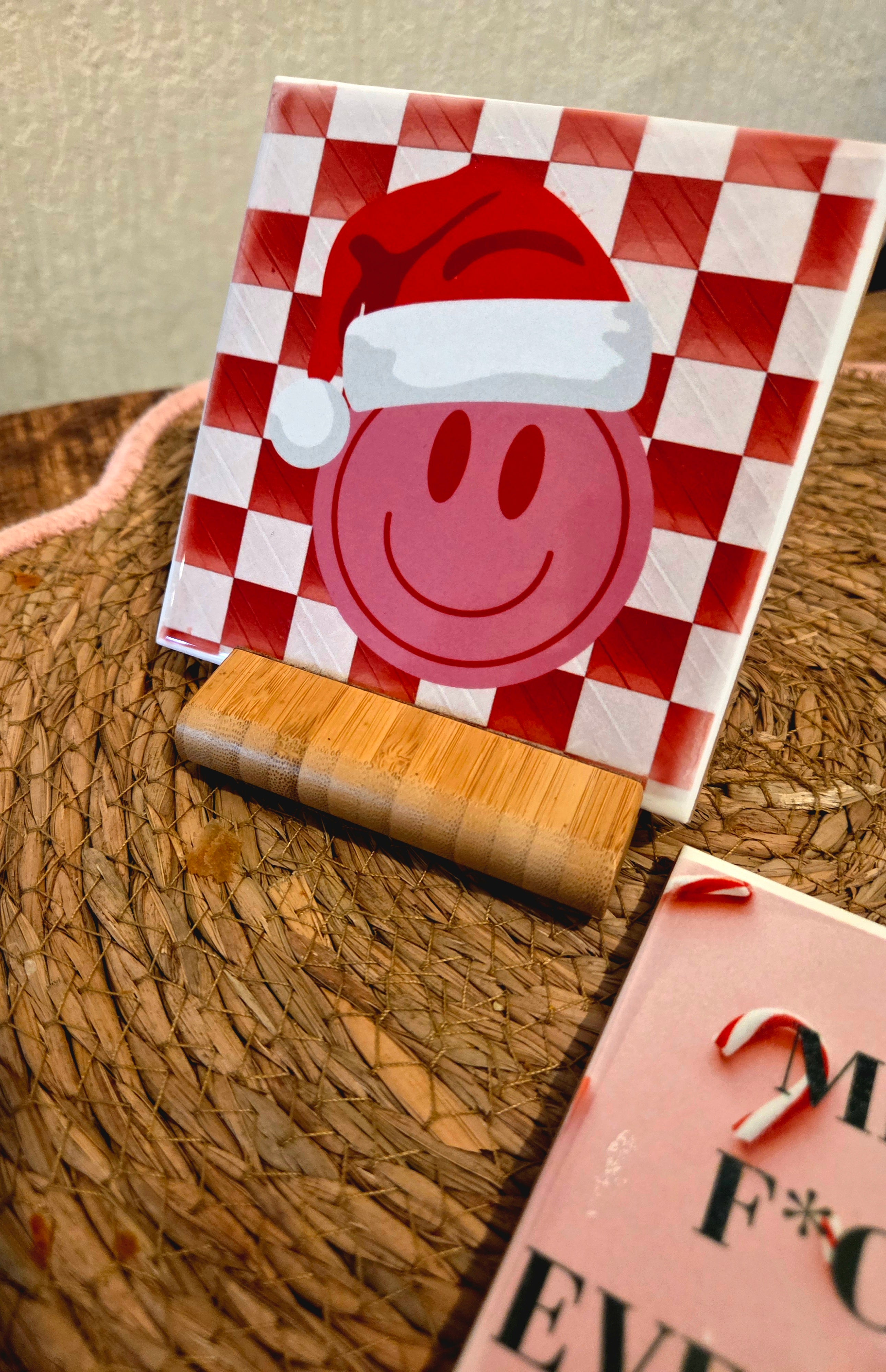 Tegeltje smiley kerst