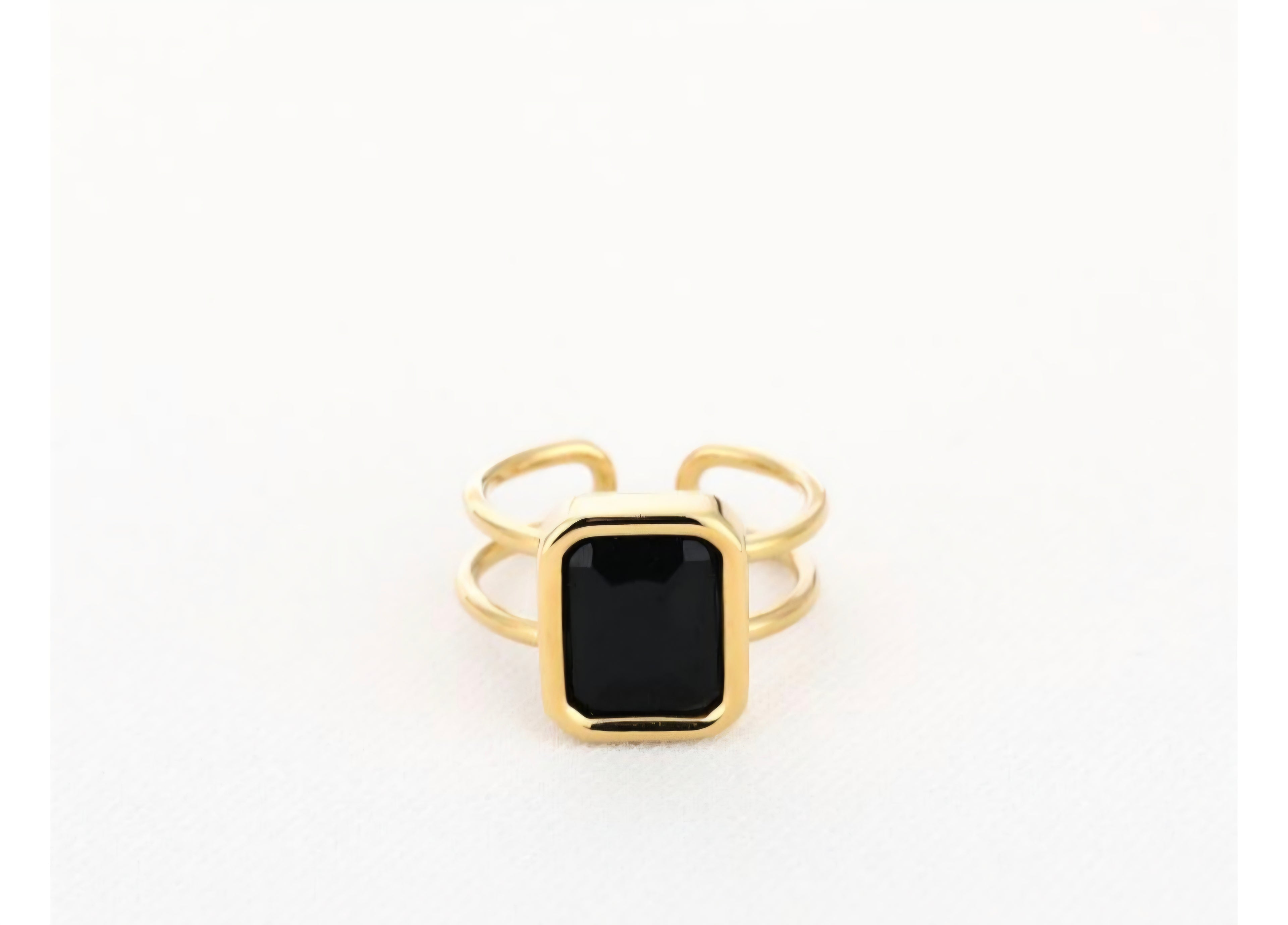 Ring steen zwart- verstelbaar- Stainlesssteel