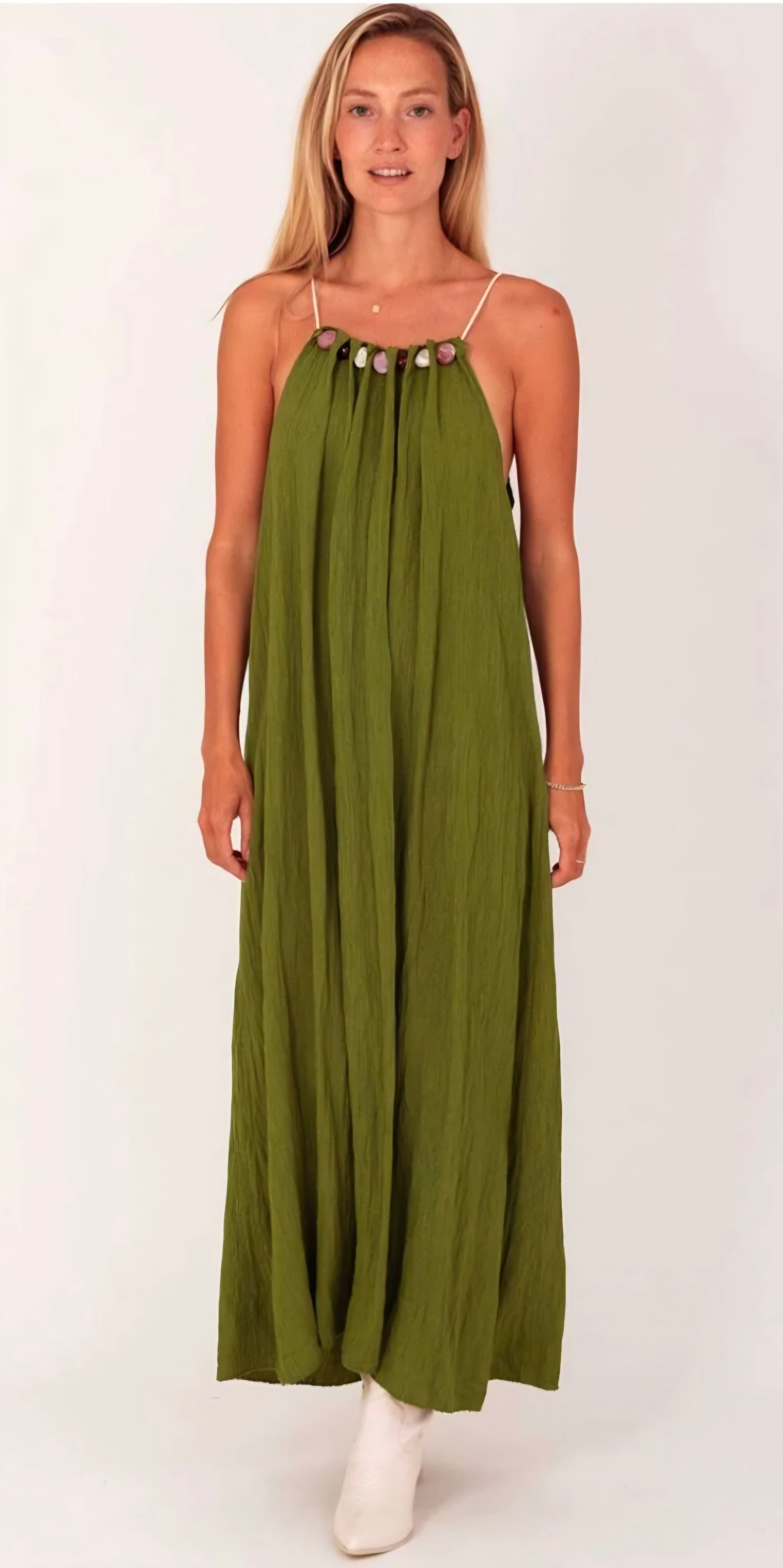 Jurk mosgroen katoen