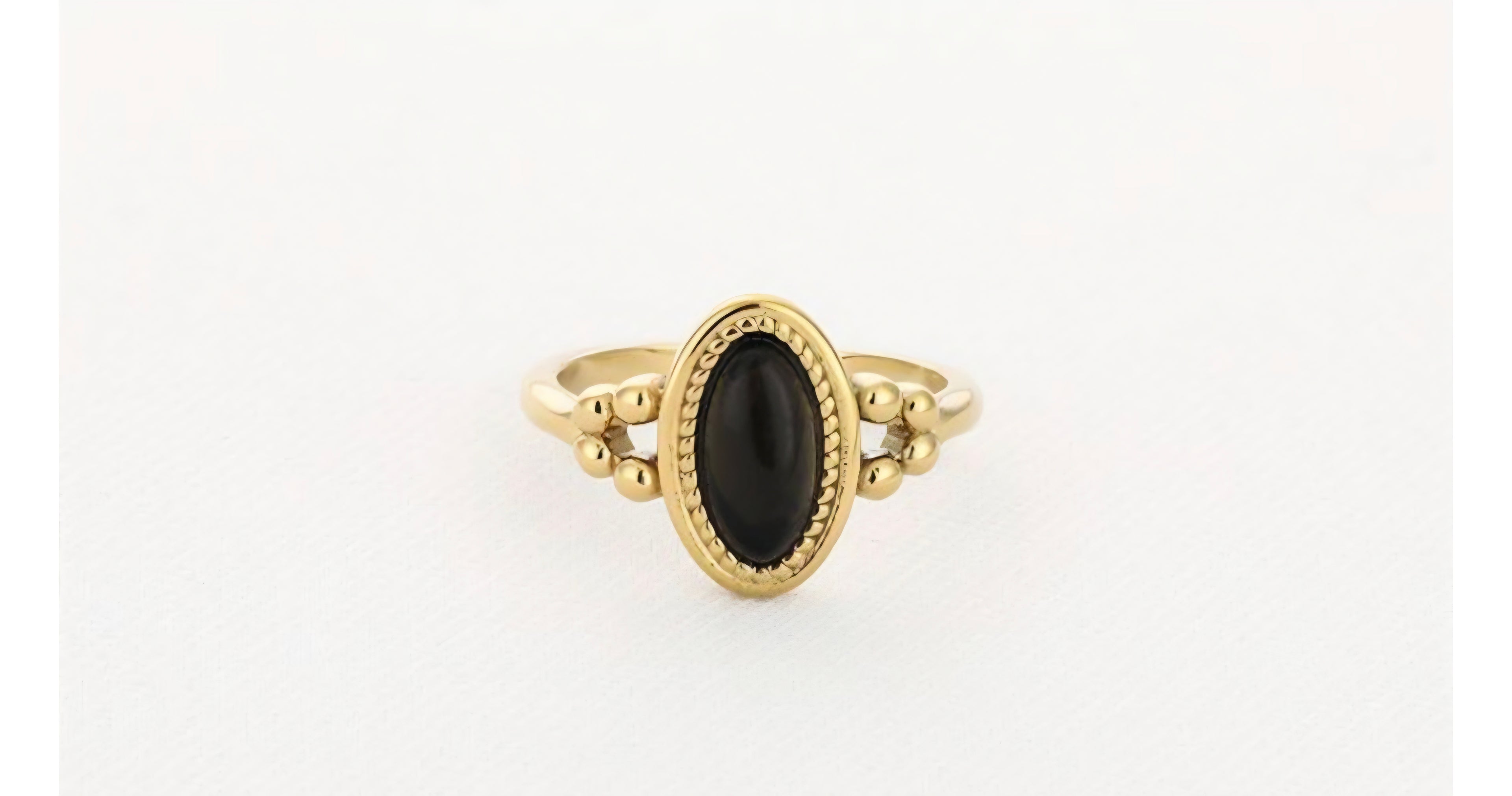 Ring natuursteen zwart-Stainlesssteel-Verstelbaar