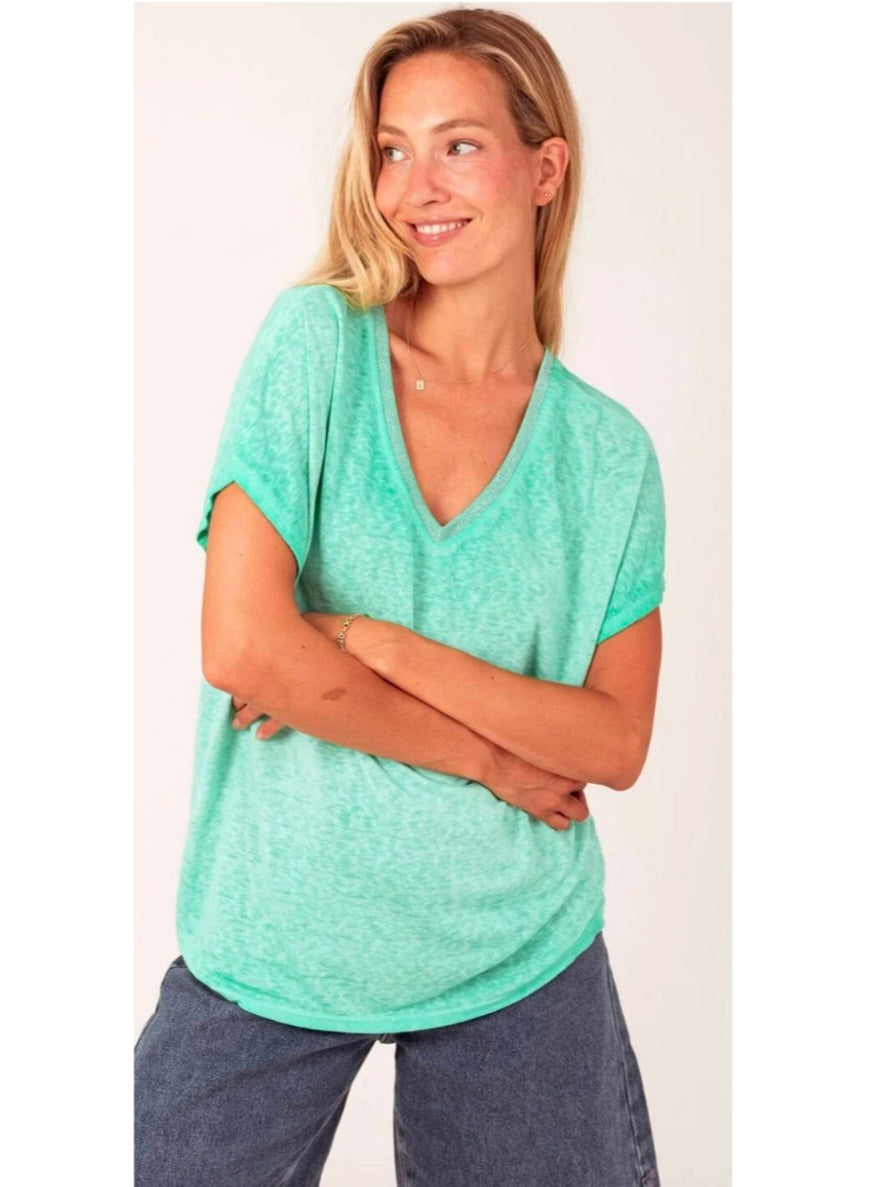 Tshirt lurex turquoise