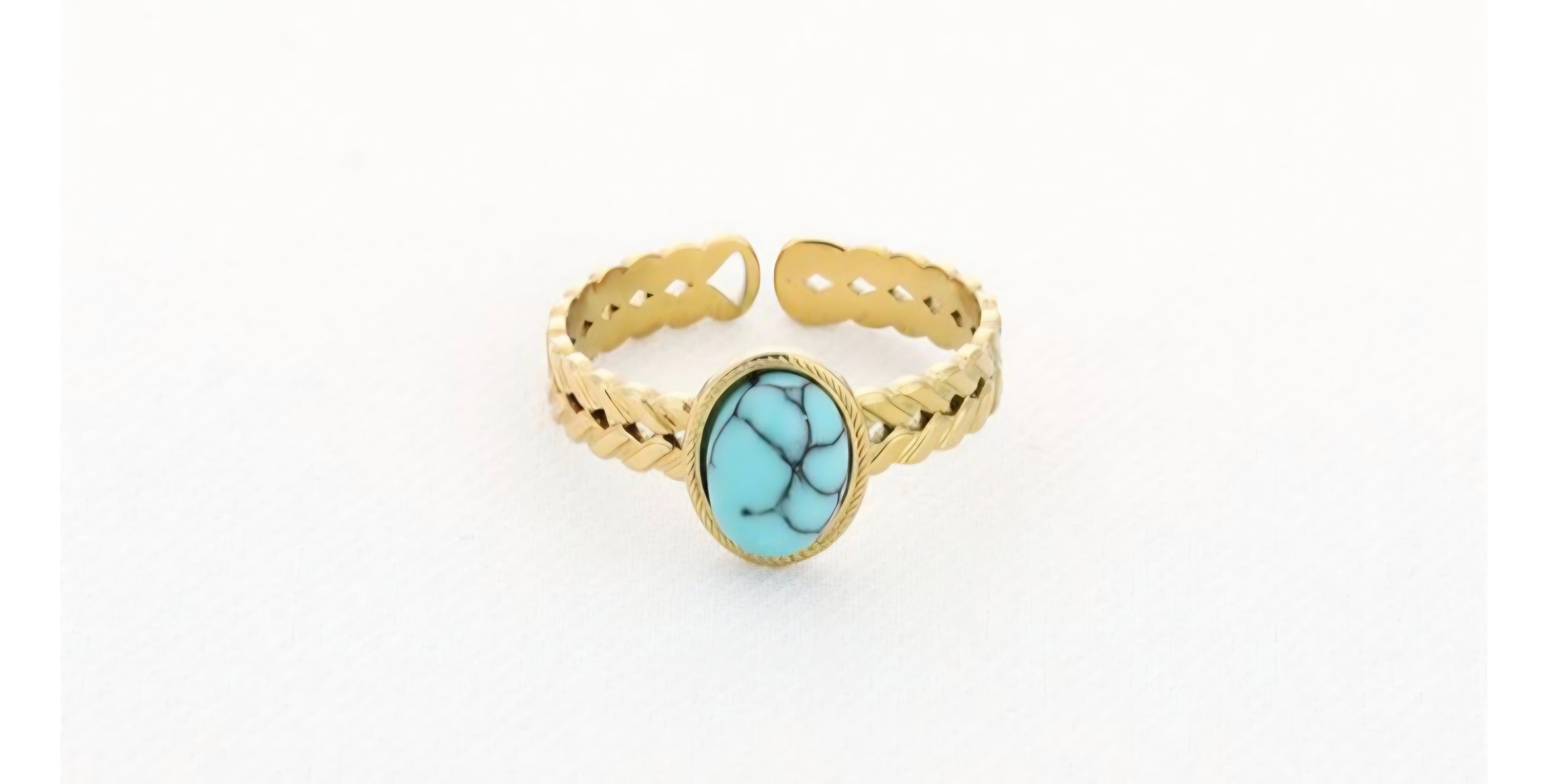 Ring natuursteen turquoise  Stainlesssteel