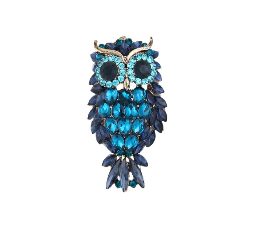 Broche uil blauw