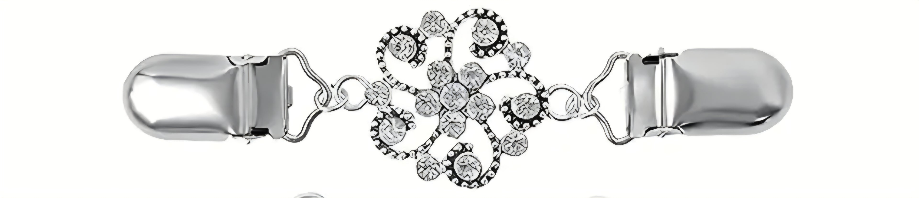 Vestsluiting- bloem-zilver- strassteentjes