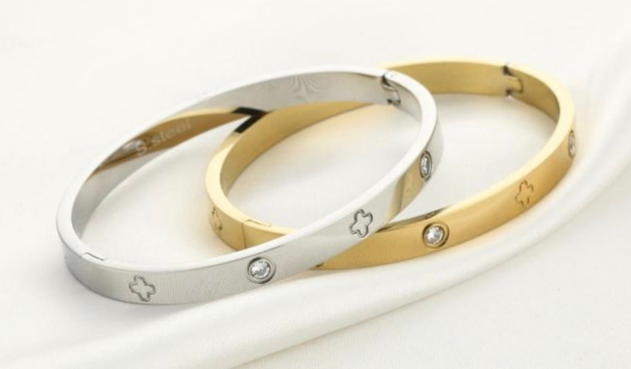 Bangle met strassteentjes goud - Stainlesssteel