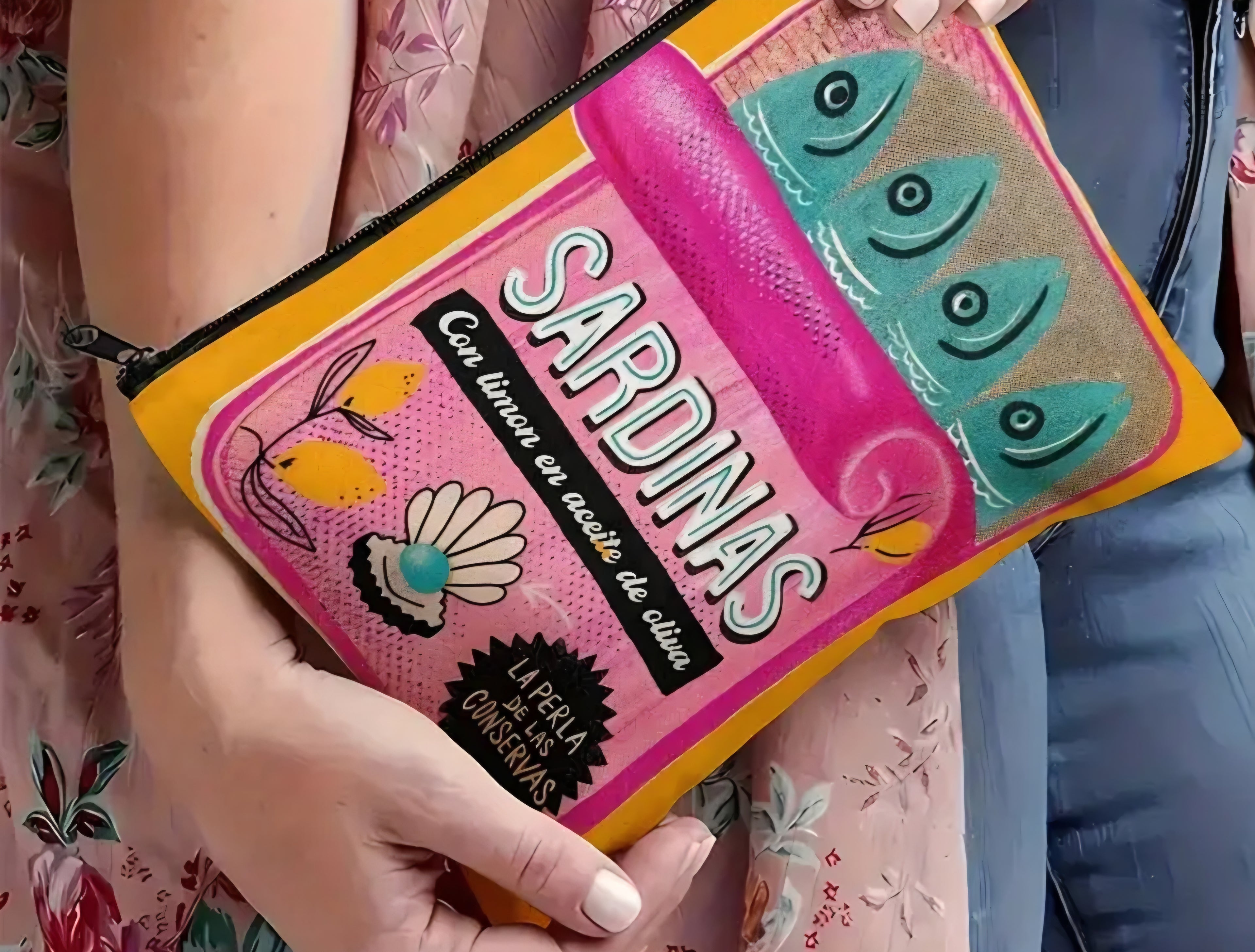 Make-up tas sardines - oranje roze