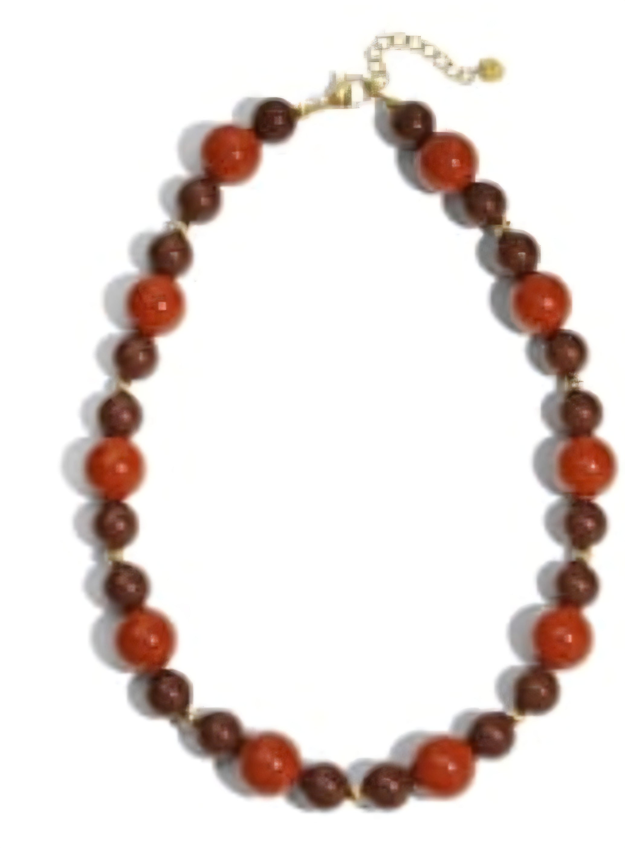 Bead ketting  dubbele kleuren bordeaux en donkerbruin- Stainlesssteel