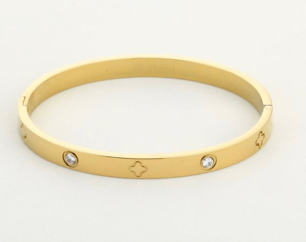 Bangle met strassteentjes goud - Stainlesssteel