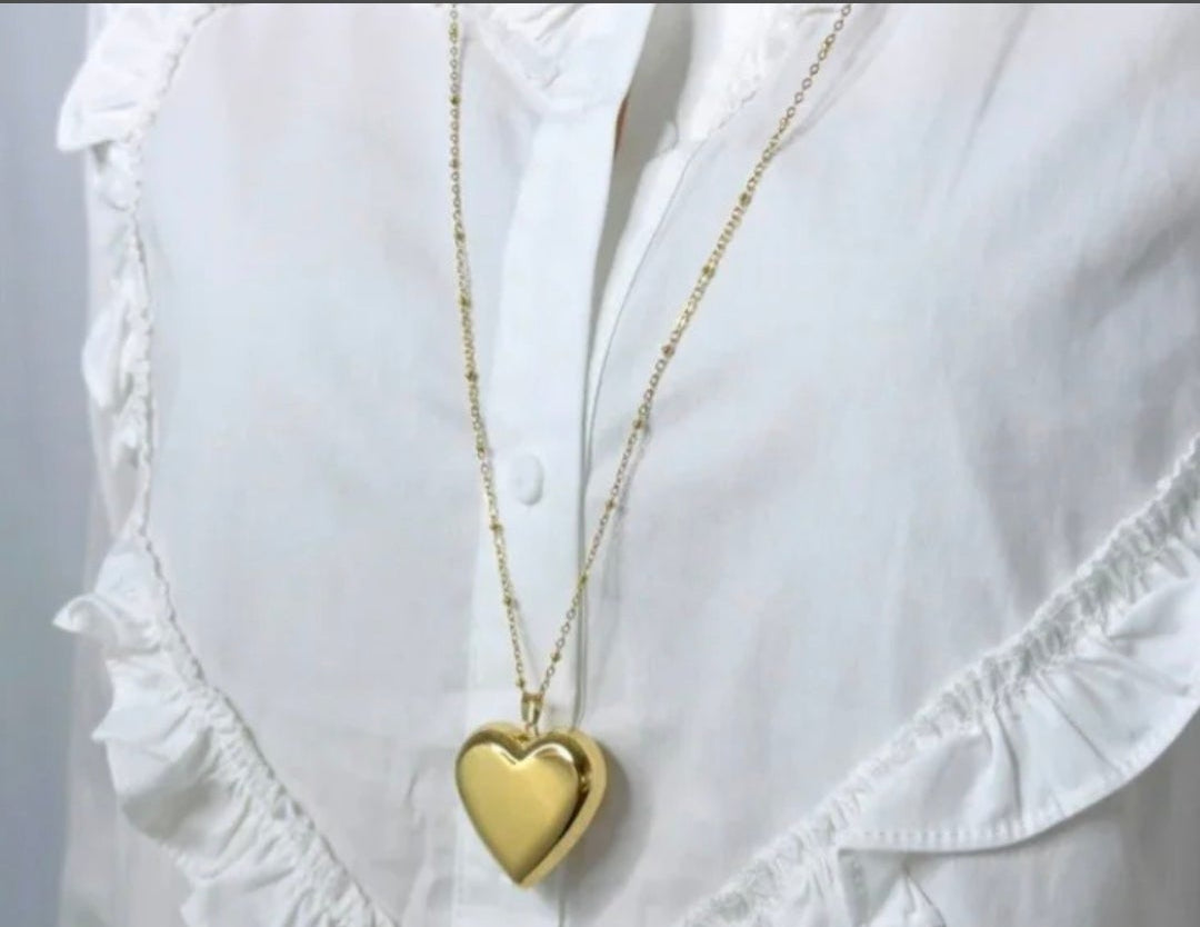 Lange ketting 80cm- met hart hanger-goud- Stainlesssteel