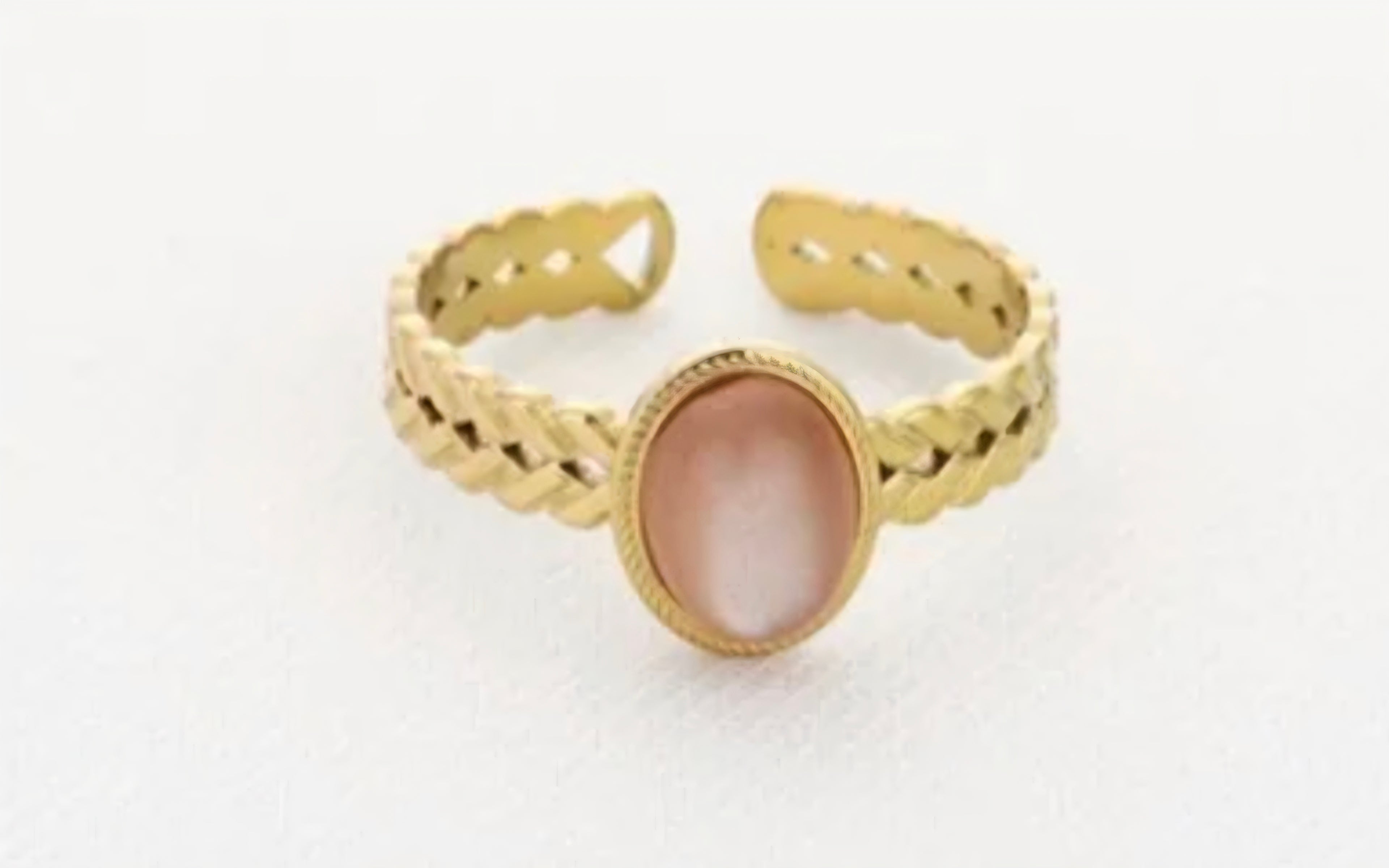 Ring met natuursteen SPECTROLITE- Verstelbaar- Stainlesssteel