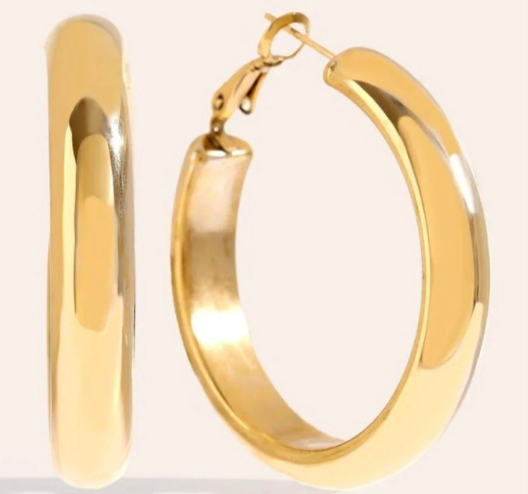 Hoop oorbellen-4cm - Stainlesssteel- Goud