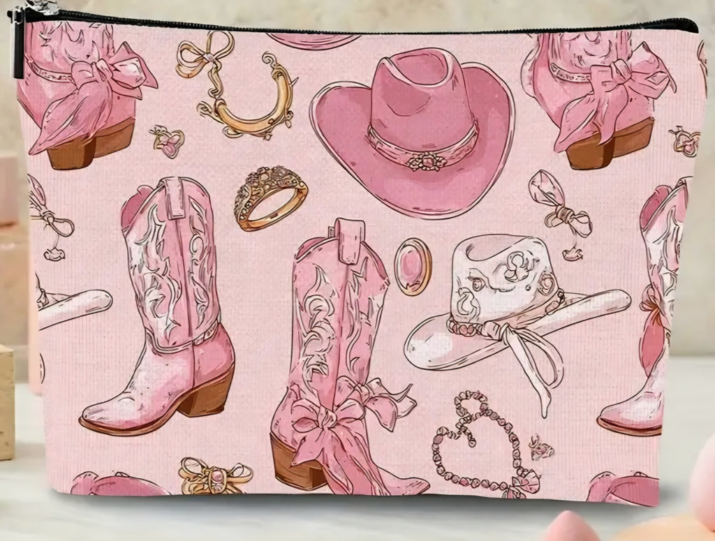 Make-up tas cowgirl boot roze