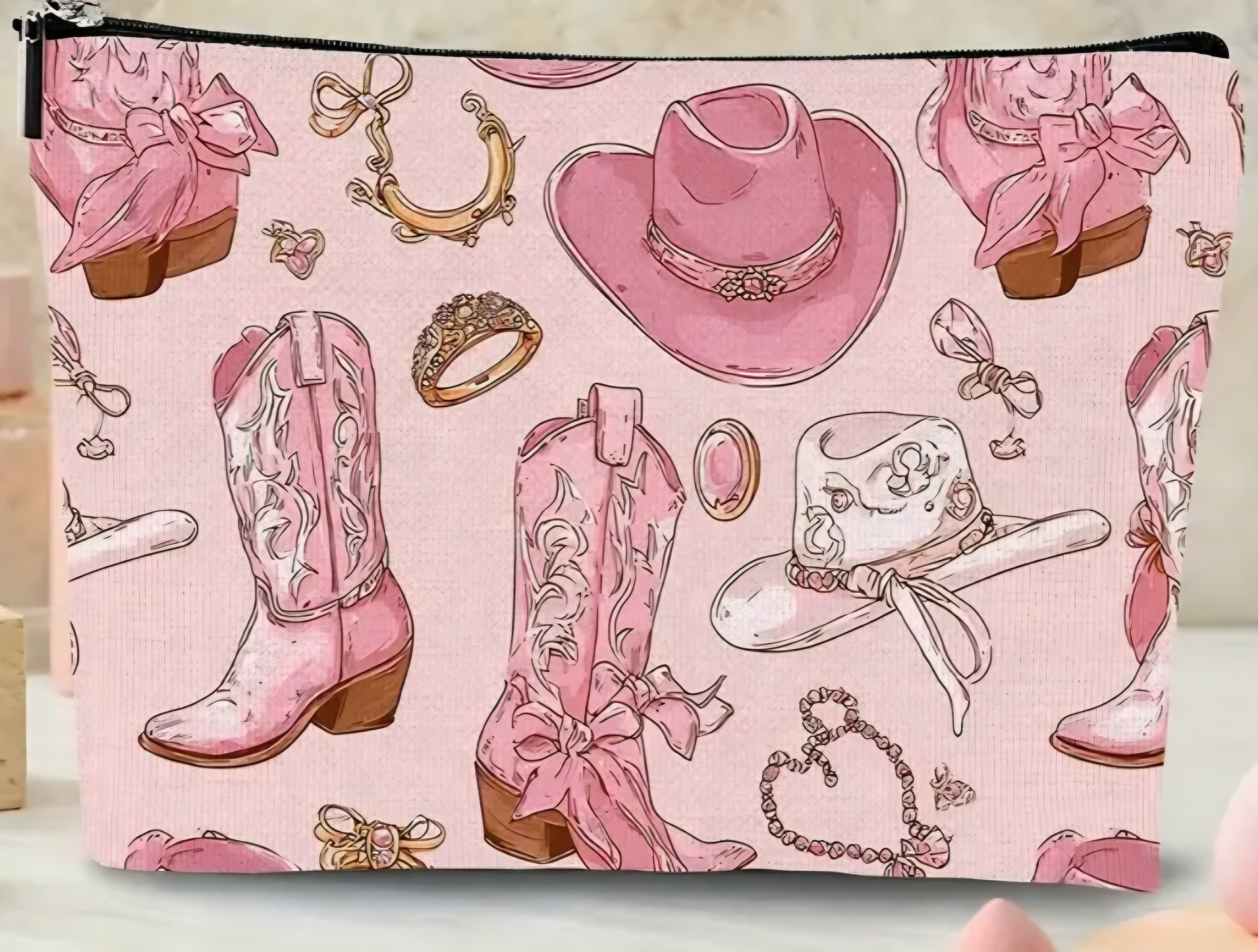 Make-up tas cowgirl boot roze
