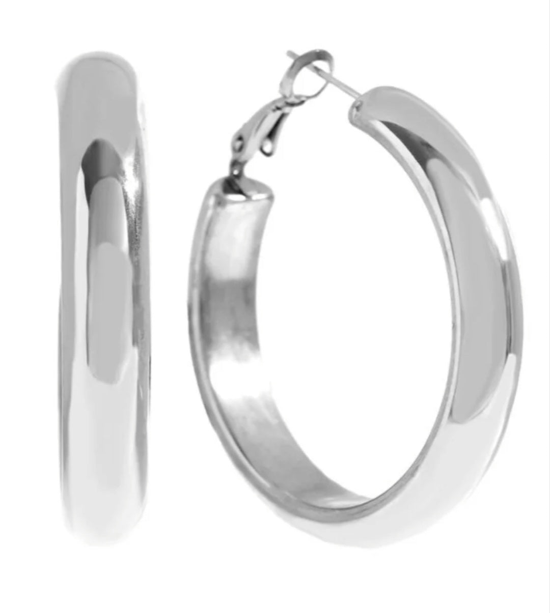 Hoop oorbellen- 4cm Stainlesssteel-zilver