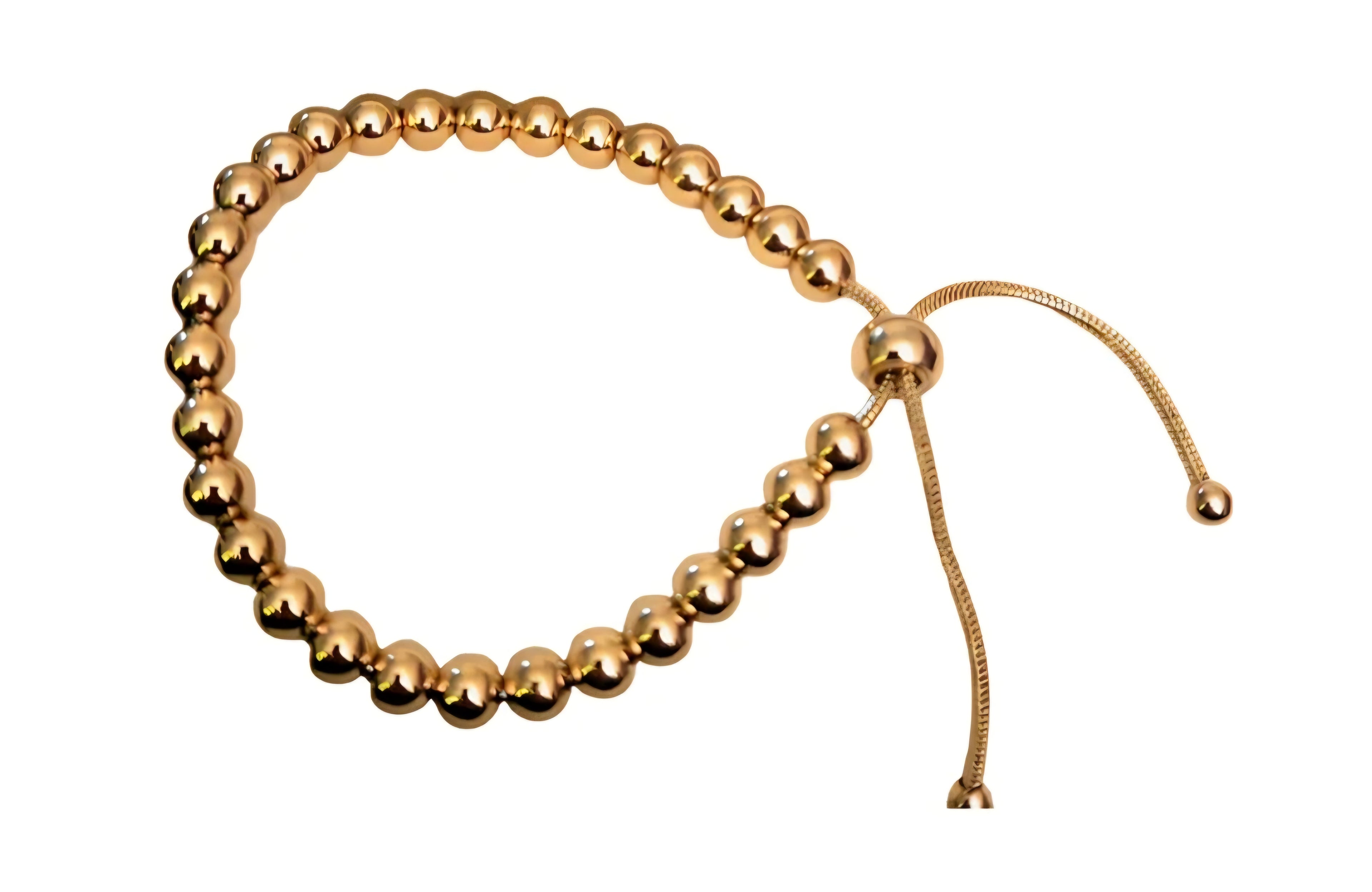 Bead kralen armband goud- Stainlesssteel met trekkoord