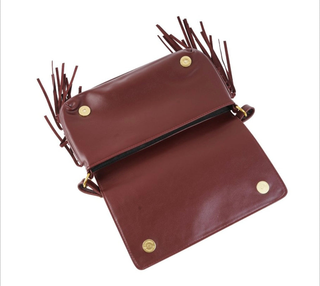 Zwarte tas met studs en franje - zwart