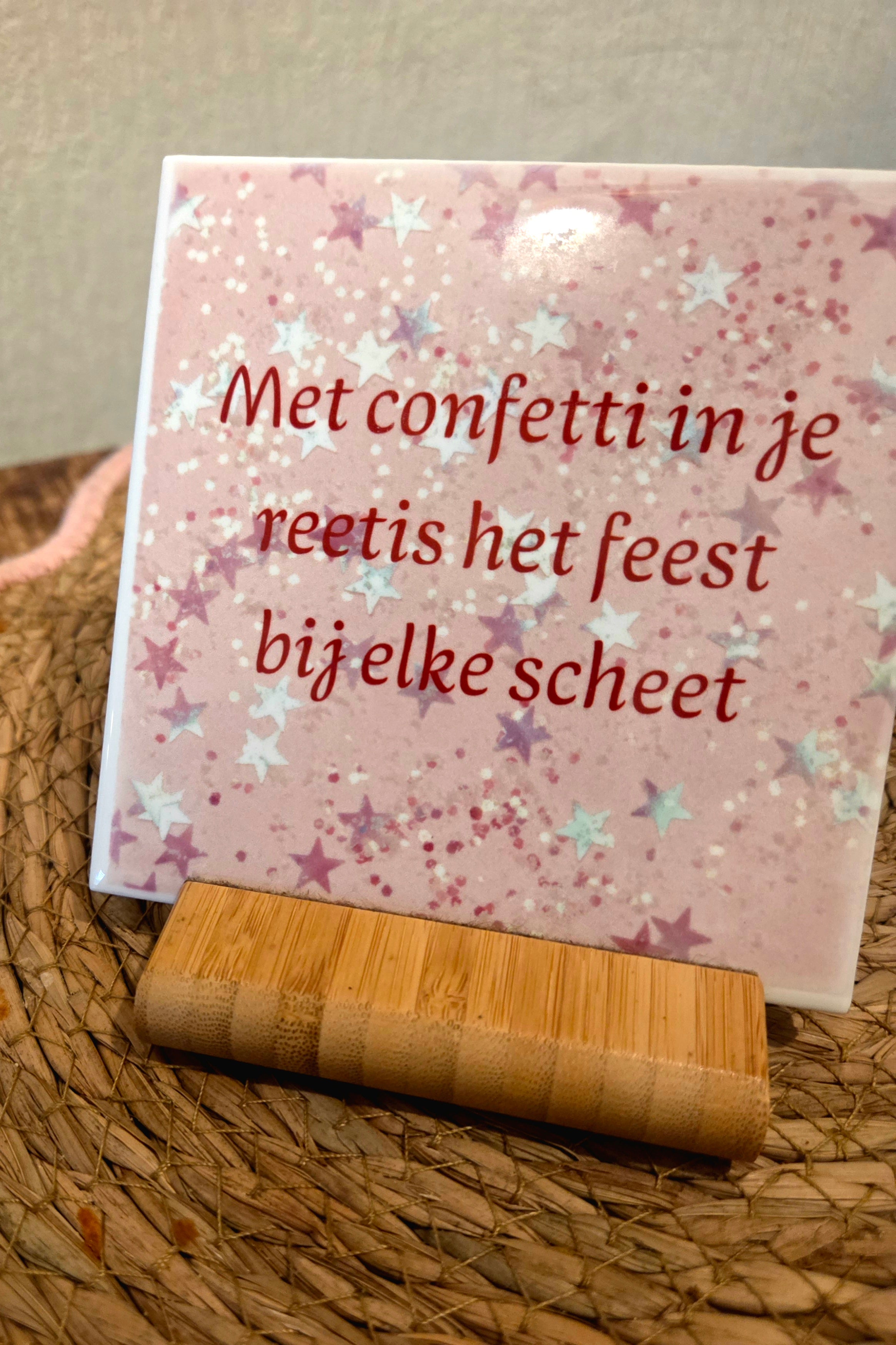 Tegeltje confetti- roze