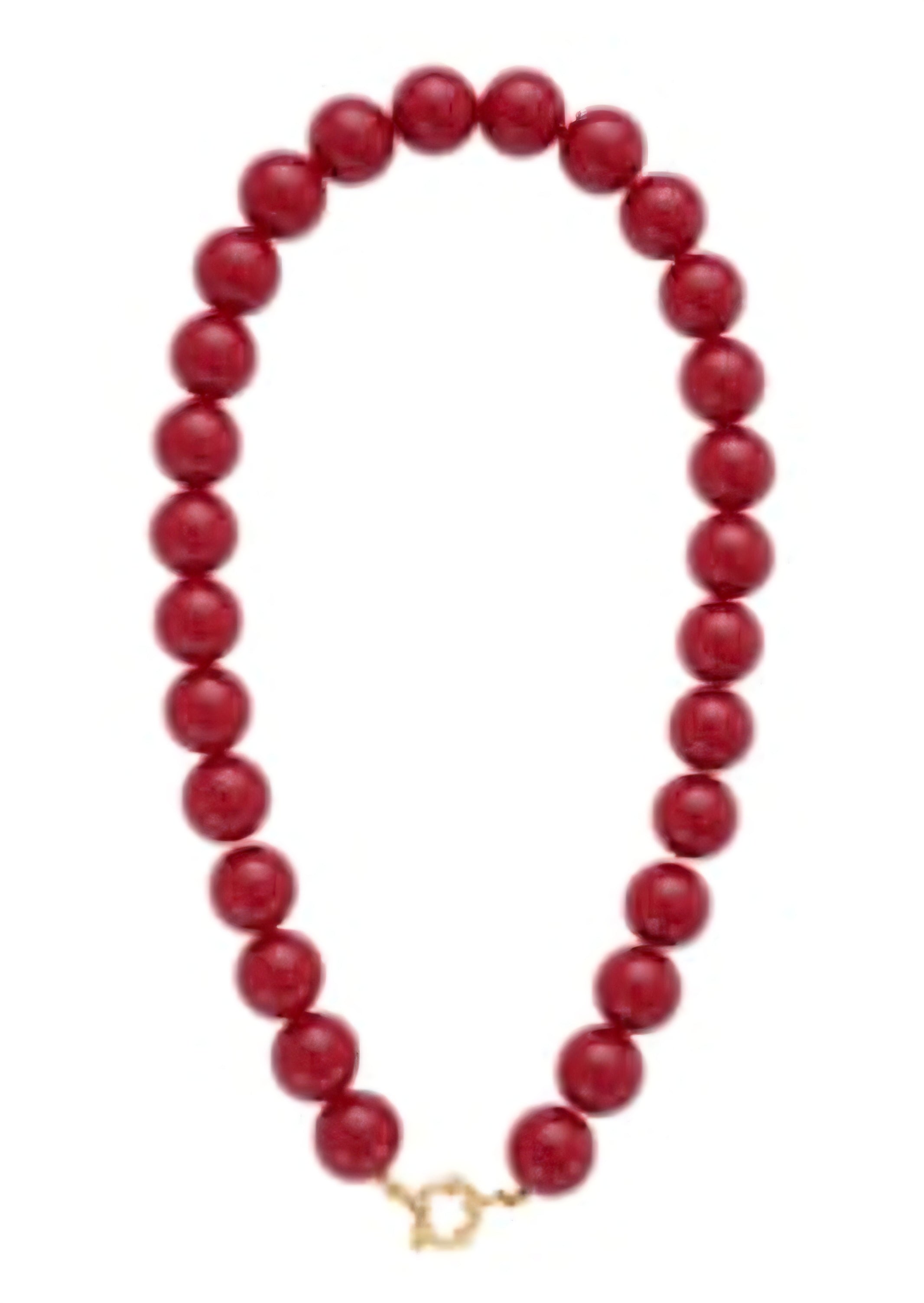 Bead ketting  bordeaux rood - Stainlesssteel